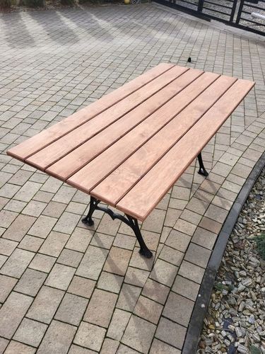 Ogrodowy stół drewniany olcha 150cm odlew żeliwny meble ogrodowe na Arena.pl