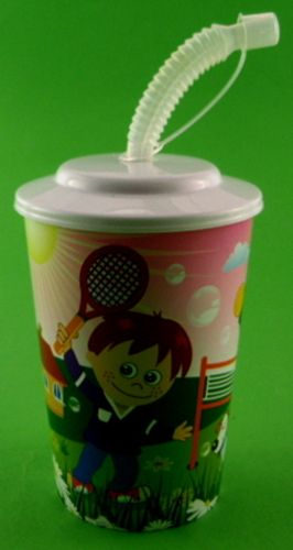 KUBEK ZE SŁOMKĄ RURKĄ DO NAPOJÓW SOKÓW Z POKRYWKĄ na Arena.pl