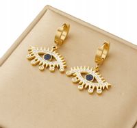 Złote Wiszące Kolczyki Stal Chirurgiczna 18K