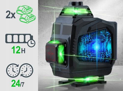 POZIOMICA LASEROWA LASER KRZYŻOWY 4D SAMOPOZIOMUJĄCY 40m 2 Akumulatory na Arena.pl