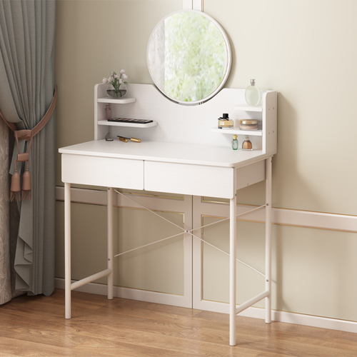 ELEGANCKA BIAŁA TOALETKA SYPIALNIANA Z LUSTREM SZUFLADAMI NOWOCZESNY LOFT na Arena.pl