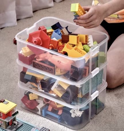 PUDEŁKO NA KLOCKI POJEMNIK NA LEGO PLASTIKOWE Z PRZEGRÓDKAMI 4 POZIOM dosmo na Arena.pl