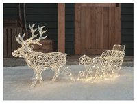 Renifer LED z saniami dekoracja świąteczna na zewnątrz na baterie