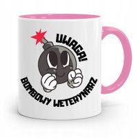 Kubek Różowy Weterynarza Uwaga! Bombowy Weterynarz Z Nadrukiem Ze Zdjęciem