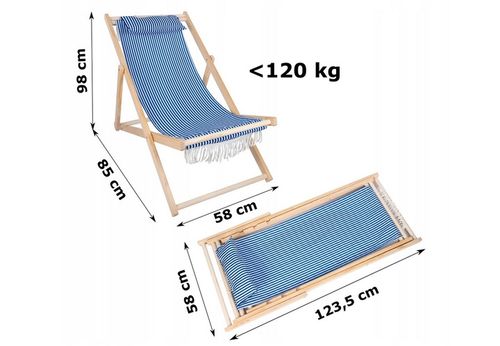 Leżak L66L drewno błękity i granat na Arena.pl