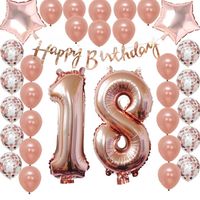 ZESTAW BALONY 18 URODZINY OSIEMNASTKA ROSE GOLD