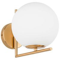 Kinkiet LAMPA ścienna CONDI MBM-7475/1-G MDECO modernistyczna OPRAWA szklana kula ball mosiądz biała