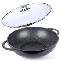 Głęboki Wok Patelnia Granitowa z Pokrywką do Smażenia Orion Grande 32 cm