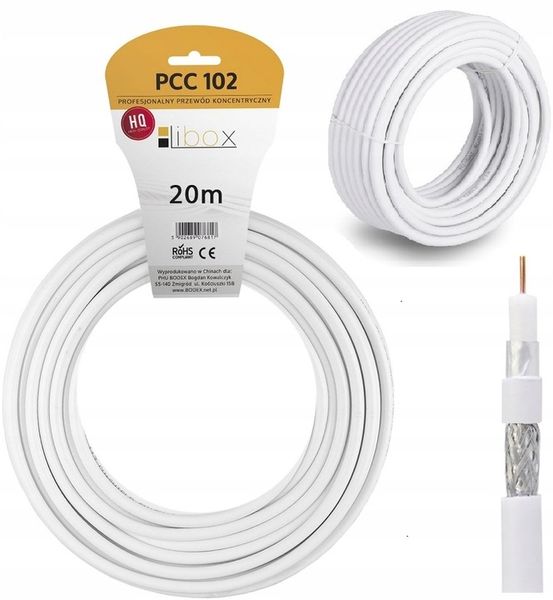 KABEL PRZEWÓD KONCENTRYCZNY DO ANTENY TV ANTENOWY ZEWNĘTRZNY LTE HD 4K 20M zdjęcie 1