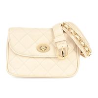 Torebka Damska Mała Pikowana Chanelka Pasek Regulowany Ecru I26