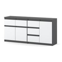 Komoda 160cm 5 Szuflad Pojemna Nowoczesna Salon Sypialnia Loft Szary Biały