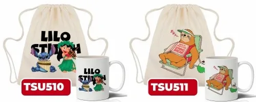 Zestaw Worek Beżowy + Kubek Biały LILO I STITCH Wz na Arena.pl