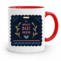 Kubek Czerwony Prezent Dla Mamy World's Best Mom Z Nadrukiem Ze Zdjęciem