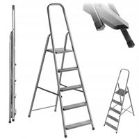 DRABINA STALOWA 5 STOPNIOWA DRABINKA SKŁADANA SCHODY JEDNOSTRONNA 125