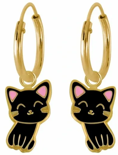 KOLCZYKI KOTKI 925 WISZĄCE KOŁA DLA DZIEWCZYNKI zdjęcie 2