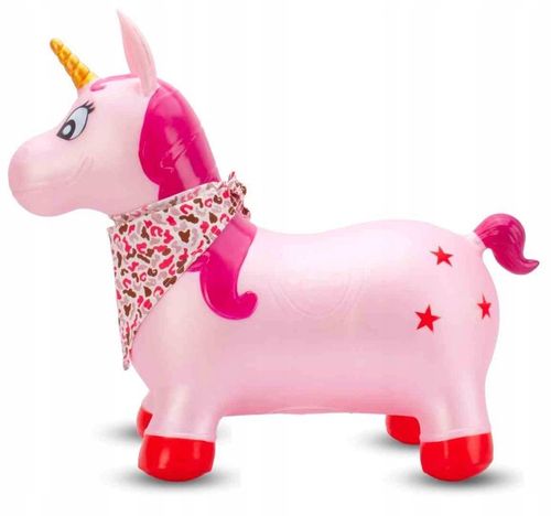 Skoczek gumowy dla dzieci JEDNOROŻEC 60 cm różowy perłowy z bandaną do skak na Arena.pl