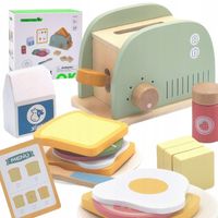 DREWNIANY TOSTER ZESTAW ŚNIADANIOWY PASTELOWY AGD KUCHNIA GOTOWANIE