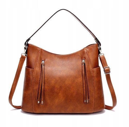 Damska Brązowa Torba Pojemna Torebka A4 Skórzana na Arena.pl