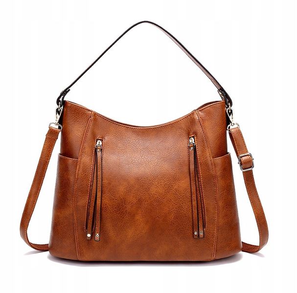 Damska Brązowa Torba Pojemna Torebka A4 Skórzana zdjęcie 5