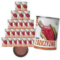 MOKRA KARMA DLA PSA TufTuf Puszka mielonka z dziczyzną ZESTAW 24x400g