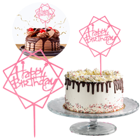 topper na tort happy birthday dekoracja ciasta urodzinowego ozdoba różowa