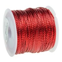 SZNUREK z lureksem okrągły ozdobny 1mm 30m metalik czerwony