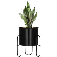 Stojący kwietnik 18 cm stojak z doniczką na kwiaty nowoczesny loft czarny mat