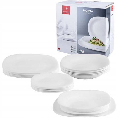 Serwis zestaw obiadowy talerze kwadratowe na 6 osób biały 18 elementów na Arena.pl