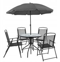 Zestaw mebli ogrodowych Chile 4-osobowy z parasolem czarny