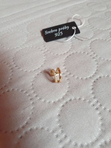 Złoty Kolczyk Nausznica Podwójna Kolczyk Srebro na Arena.pl