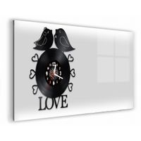 Zegar Ścienny z płyty winylowej na lustrze MIŁOŚĆ 13 wzorów 59x29 cm