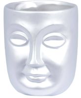 Doniczka ceramiczna twarz matowa srebrna duża