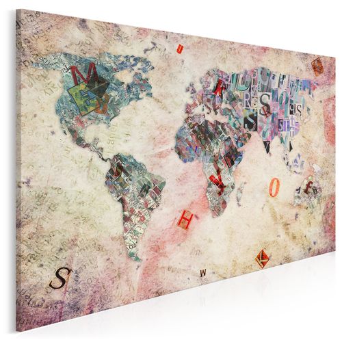 18501 Obraz na płótnie MAPA ŚWIATA LITERY na Arena.pl