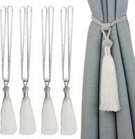 Upinacz do Zasłon Chwost Sznur z Frędzlami 60cm Zestaw 4 Sztuki Biały