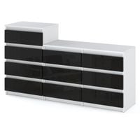 Komoda 10 Szuflad Meblościanka Rtv Pojemna Szafka 160cm Biały Czarny Połysk