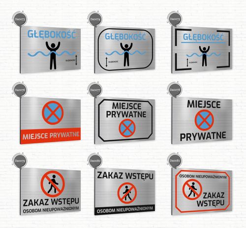 Tabliczka znak informacyjny 30x20 DOWOLNY NAPIS Nierdzewna NADRUK UV na Arena.pl