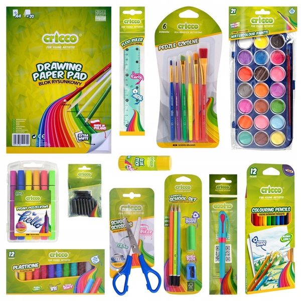 Wyprawka szkolna Cricco duży zestaw przyborów szkolnych do szkoły zdjęcie 1