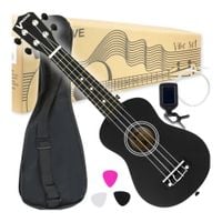 Ukulele sopranowe do nauki gry dla dzieci czarne + stroik pokrowiec kostki
