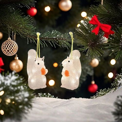 Lampki Choinkowe LED Akrylowe Wiewiórki 2 Sztuki na Boże Narodzenie Białe na Arena.pl