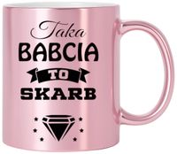 KUBEK RÓŻOWY PREMIUM Z NADRUKIEM BABCIA PREZENT DLA BABCI URODZINY IMIENINY