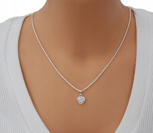 SREBRNY PEŁNY ŁAŃCUSZEK DAMSKI KORDEL SERCE PR. 925 + GRAWER GRATIS na Arena.pl