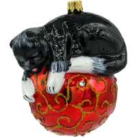 Bombka choinkowa szklana: Kot na bombce