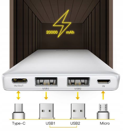 BASEUS POWER BANK USB USB-C MICRO PD 3A 20000mAh na Arena.pl