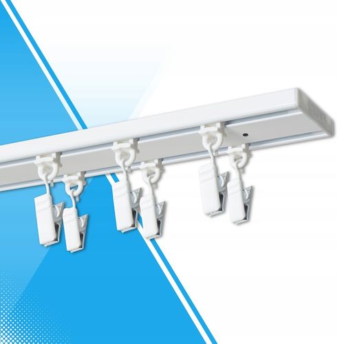 Karnisz Szyna Sufitowa Aluminiowa Podwójna Biała Żabki Agrafki 200 cm na Arena.pl
