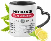 Kubek Czarny Z Uszkiem W Kształcie Serca Dla Mechanika Na Prezent