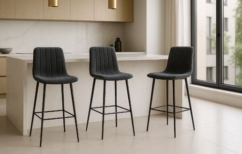 Hoker tapicerowany velvet ciemnoszary H112 krzesło barowe loft na Arena.pl