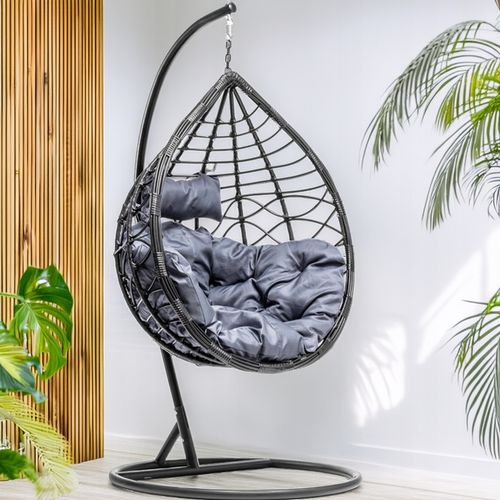 Kosz KOKON Fotel Wiszący Ogrodowy HUŚTAWKA Jakosc PREMIUM GRUBY XXL CZARNY na Arena.pl