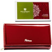duży, czerwony portfel damski z lakierowanej skóry naturalnej
