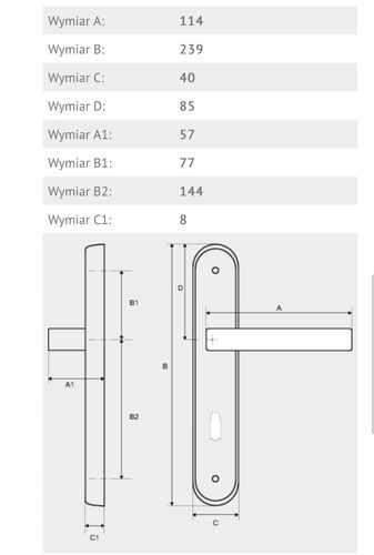 Klamka do drzwi łazienkowych SREBRNA ROMA 90 do WC na Arena.pl