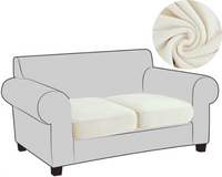 2x POKROWIEC NA SIEDZISKO OPARCIE WELUR KREMOWY